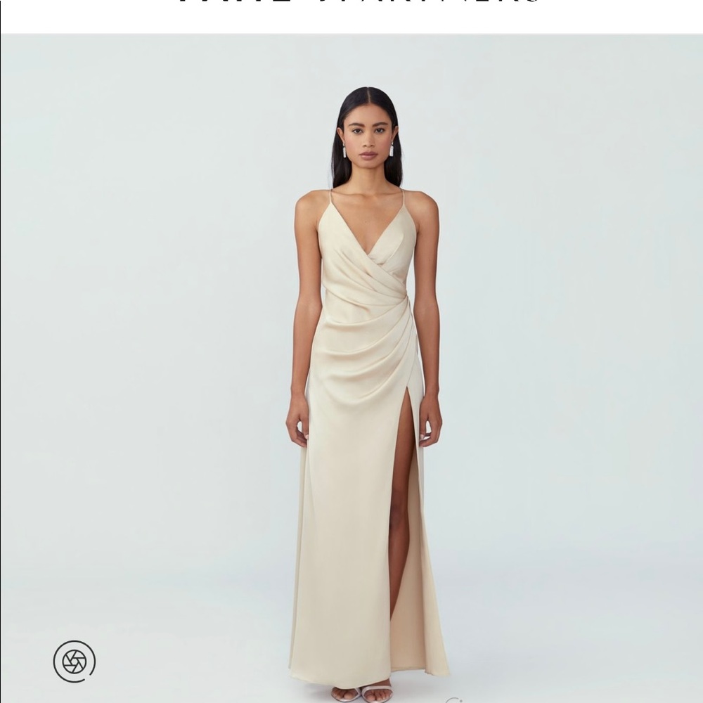 Fame and Partners Zarita dress. Matte satin, light nude. Size 0.